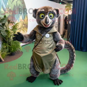 Olive Lemur maskot kostume...