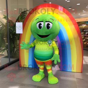Lime Green Rainbow mascot costume character dressed with a Swimwear and Earrings
