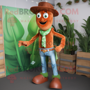 Rust Beanstalk mascot costume character dressed with a Bootcut Jeans and Bracelets