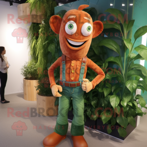 Rust Beanstalk mascot costume character dressed with a Bootcut Jeans and Bracelets