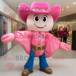 Pink Cowboy maskot kostume...