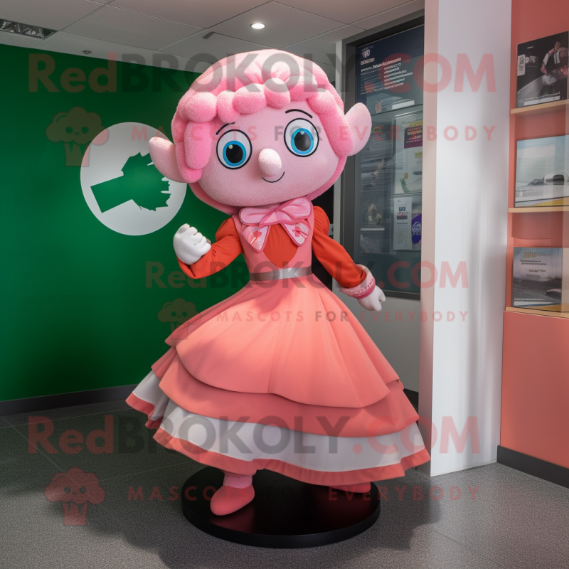 Pink Irish Flag mascot costume character dressed with a Circle Skirt and Gloves