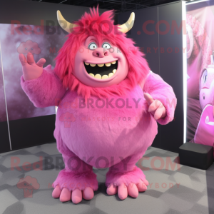 Pink Ogre maskot kostume...