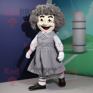 Gray Irish Dancing Shoes mascot costume character dressed with a Playsuit and Pocket squares