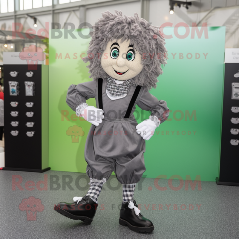 Gray Irish Dancing Shoes mascot costume character dressed with a Playsuit and Pocket squares