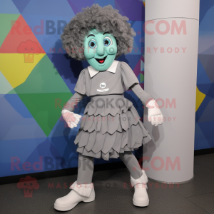 Gray Irish Dancing Shoes mascot costume character dressed with a Playsuit and Pocket squares