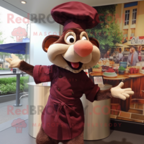 Maroon Ratatouille mascot costume character dressed with a Blouse and Hats