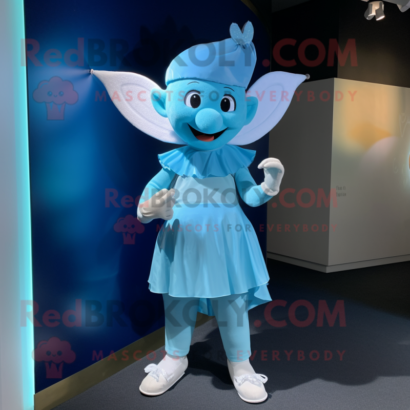 Cyan Tooth Fairy mascot costume character dressed with a Culottes and Belts