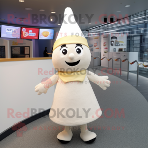 Cream Bracelet mascot costume character dressed with a A-Line Skirt and Beanies