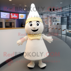 Cream Bracelet mascot costume character dressed with a A-Line Skirt and Beanies
