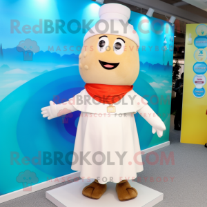 Cream Bracelet mascot costume character dressed with a A-Line Skirt and Beanies