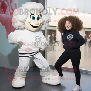White Irish Dancing Shoes mascot costume character dressed with a Sweatshirt and Watches