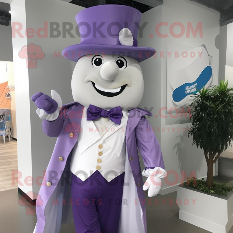 Lavender Ring Master mascot costume character dressed with a Poplin Shirt and Scarf clips