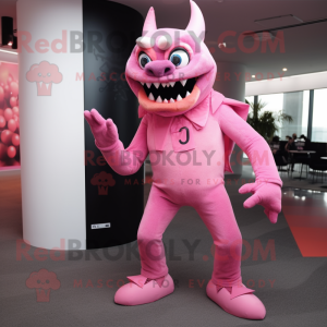 Pink Dæmon maskot kostume...