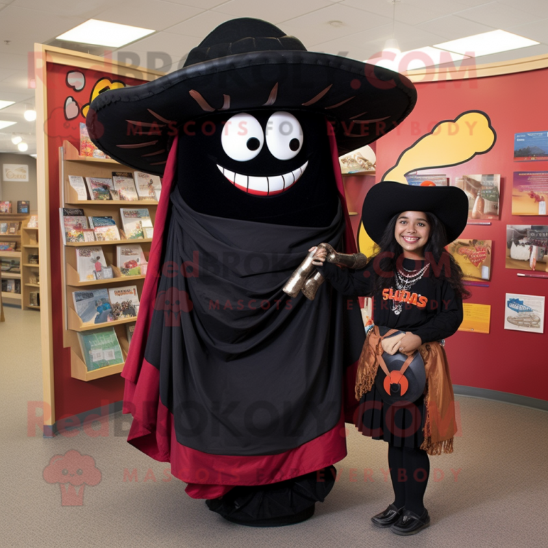 Black Fajitas mascot costume character dressed with a Blouse and Cummerbunds