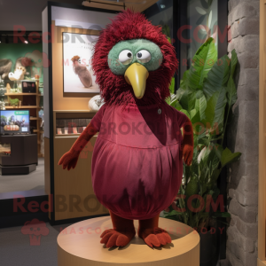 Maroon Kiwi maskot drakt...