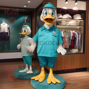 Teal Goose maskot drakt...