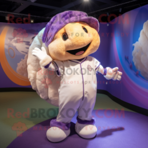 Lavender Baseball Glove mascot costume character dressed with a Cover-up and Hairpins