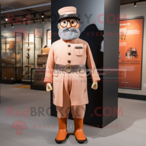 Peach Civil War Soldier mascot costume character dressed with a Trousers and Eyeglasses