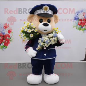 Navy Bouquet Of Flowers mascot costume character dressed with a Trousers and Belts