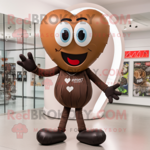 Brown Heart Shaped Balloons mascot costume character dressed with a Jeggings and Shoe clips