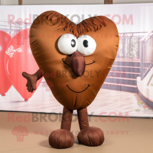Brown Heart Shaped Balloons mascot costume character dressed with a Jeggings and Shoe clips