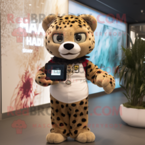 nan Leopard mascot costume character dressed with a Shorts and Smartwatches