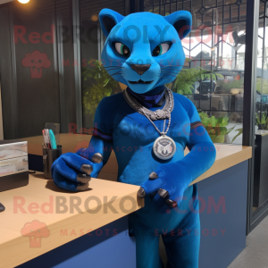 Blue Panther maskot drakt...