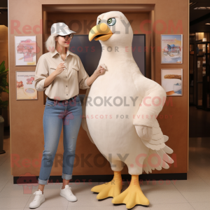 Beige Pigeon maskot kostume...