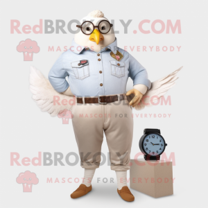 Beige Pigeon maskot kostume...