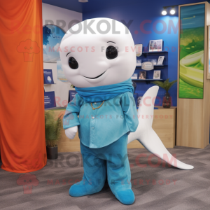 Teal Beluga Whale maskot...