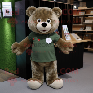Oliven bamse maskot drakt...