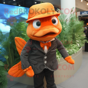 Orange lax maskot kostym...