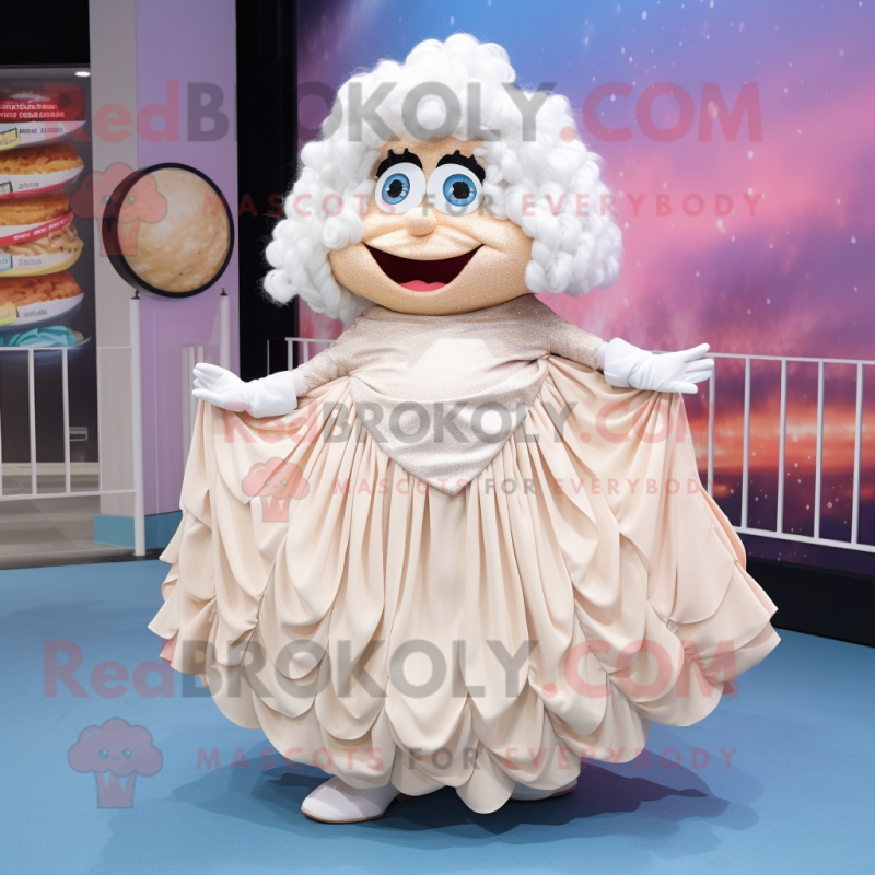 nan Clam Chowder mascot costume character dressed with a Ball Gown and Hair clips