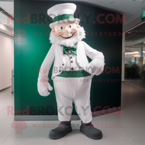 White Leprechaun mascot costume character dressed with a Trousers and Ties