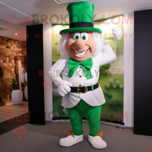 White Leprechaun mascot costume character dressed with a Trousers and Ties