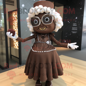 nan Chocolates mascot costume character dressed with a Cocktail Dress and Rings