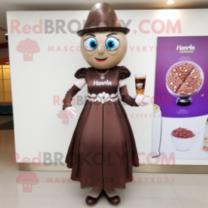 nan Chocolates mascot costume character dressed with a Cocktail Dress and Rings