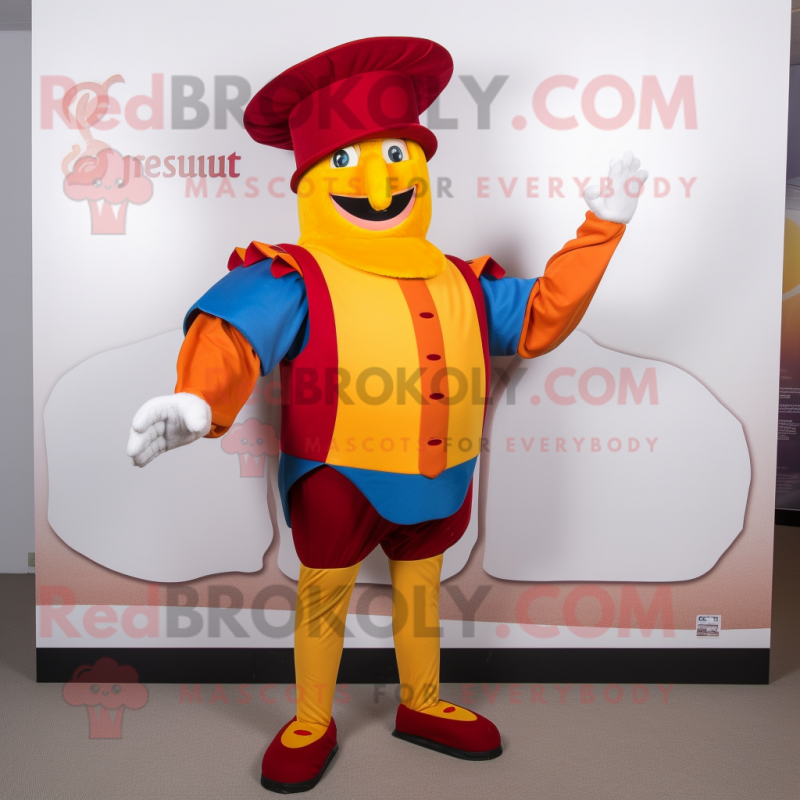 Rust Swiss Guard mascot costume character dressed with a Leggings and Hats