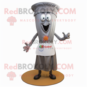 Gray Tikka Masala mascot costume character dressed with a Dress Pants and Ties