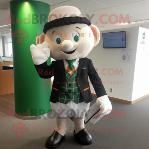 nan Irish Flag mascot costume character dressed with a Suit Jacket and Backpacks