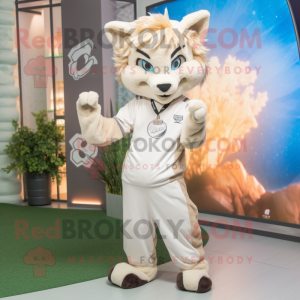 Cream Lynx maskot kostume...