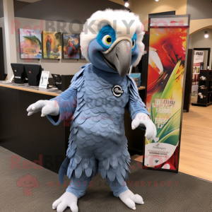 Silver Macaw mascot costume character dressed with a Jeggings and