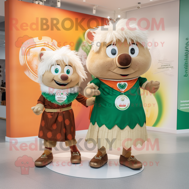 Tan Irish Flag mascot costume character dressed with a Mini Dress and Anklets