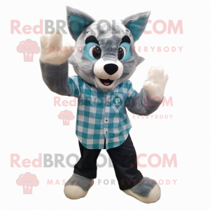 Cyan Lynx maskot kostume...