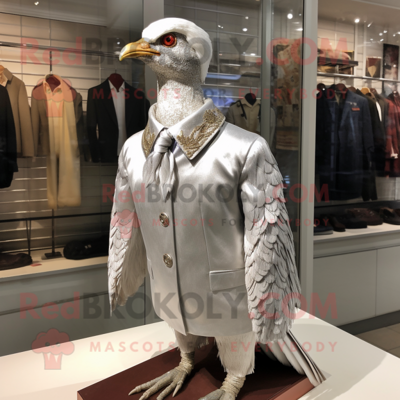 Silver Pheasant mascot costume character dressed with a Jacket and Cummerbunds