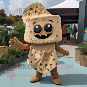 Tan Tacos mascot costume character dressed with a Romper and Foot pads