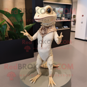 Beige Geckos maskot kostume...