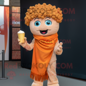 Rust Pop Corn mascot costume character dressed with a Chinos and Scarves