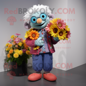 nan Bouquet Of Flowers mascot costume character dressed with a Cardigan and Belts